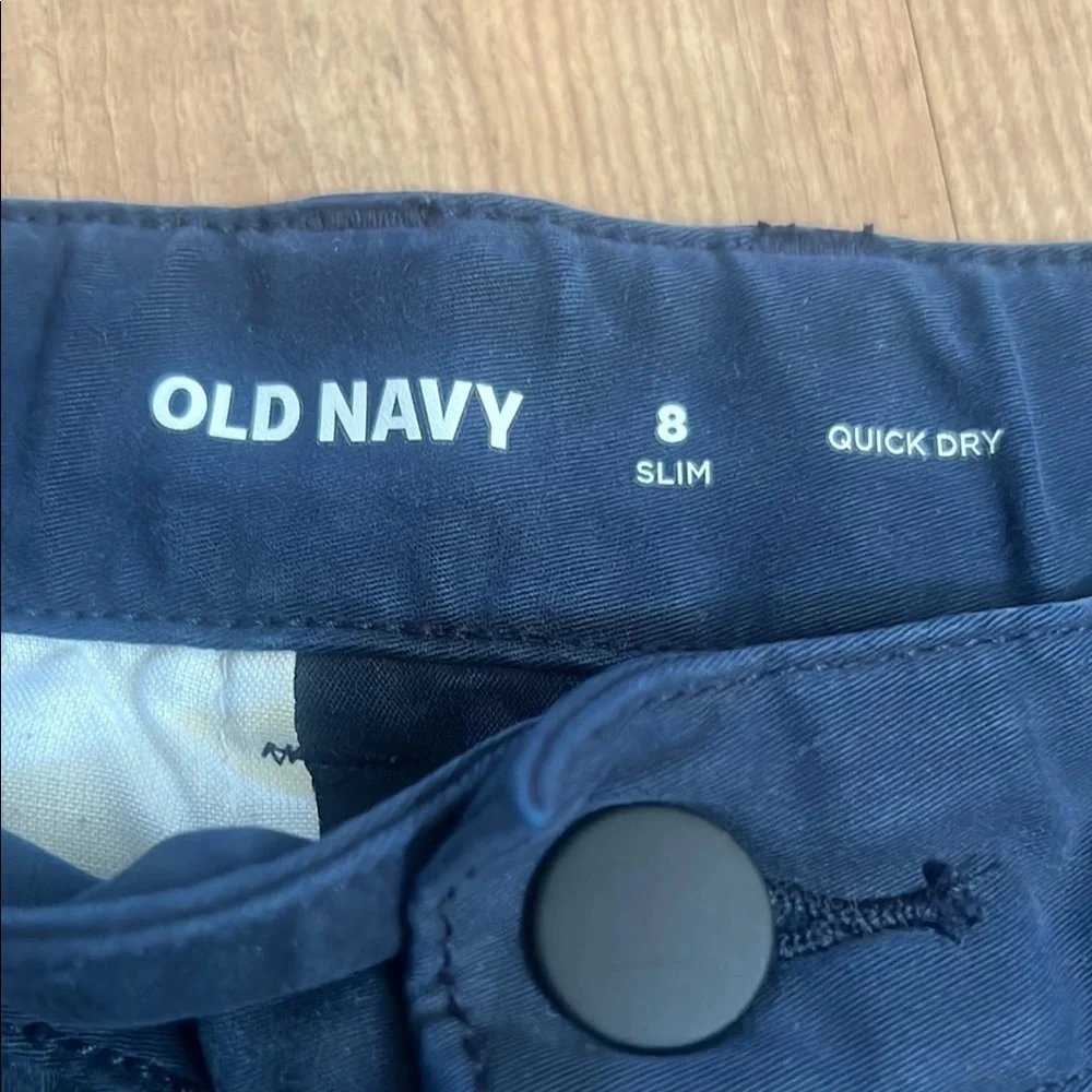 Old Navy Boys Performance Quick Dry Chino Shorts - Size 8 Slim - Navy Blue